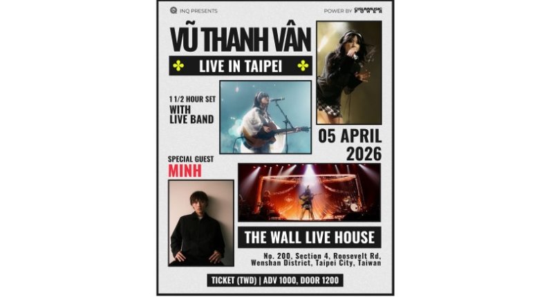 越南千萬流量 V-indie 新生代創作天后 Vũ Thanh Vân 攜樂團初登台北舉辦專場 越南同鄉、全英文創作才子 MINH 擔任開場嘉賓 新聞圖片