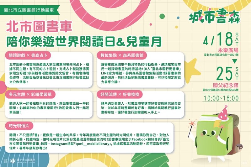 「城市書森」四月書香綻放!響應世界閱讀日與臺北兒童月 打造春日閱讀冒險 新聞圖片