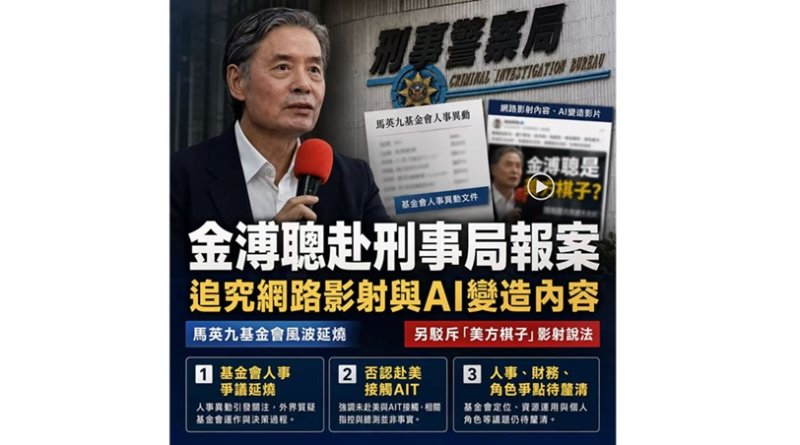 馬英九基金會人事風波延燒 金溥聰駁斥「美方棋子」說法 赴刑事局報案追究網路影射