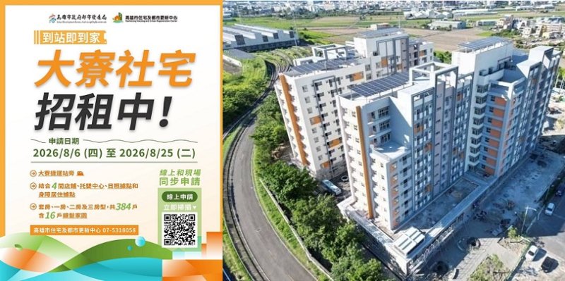 大寮社宅申請倒數一周 高雄社宅興辦效率「緊緊緊」 增加戶數冠居全國
