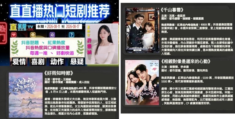 「許雅涵直直播熱門短劇」推薦:本期抖音熱度與口碑雙優的 3 部短劇