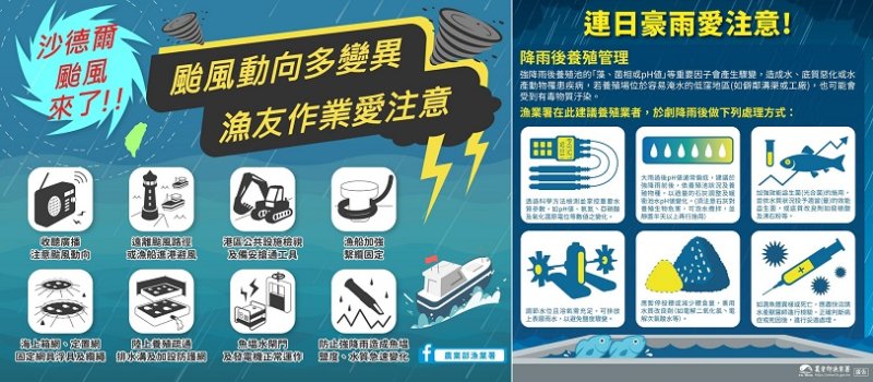 沙德爾颱風逼近 漁業署籲請漁民朋友做好各項防颱準備